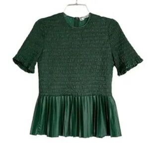 Zara green leather top